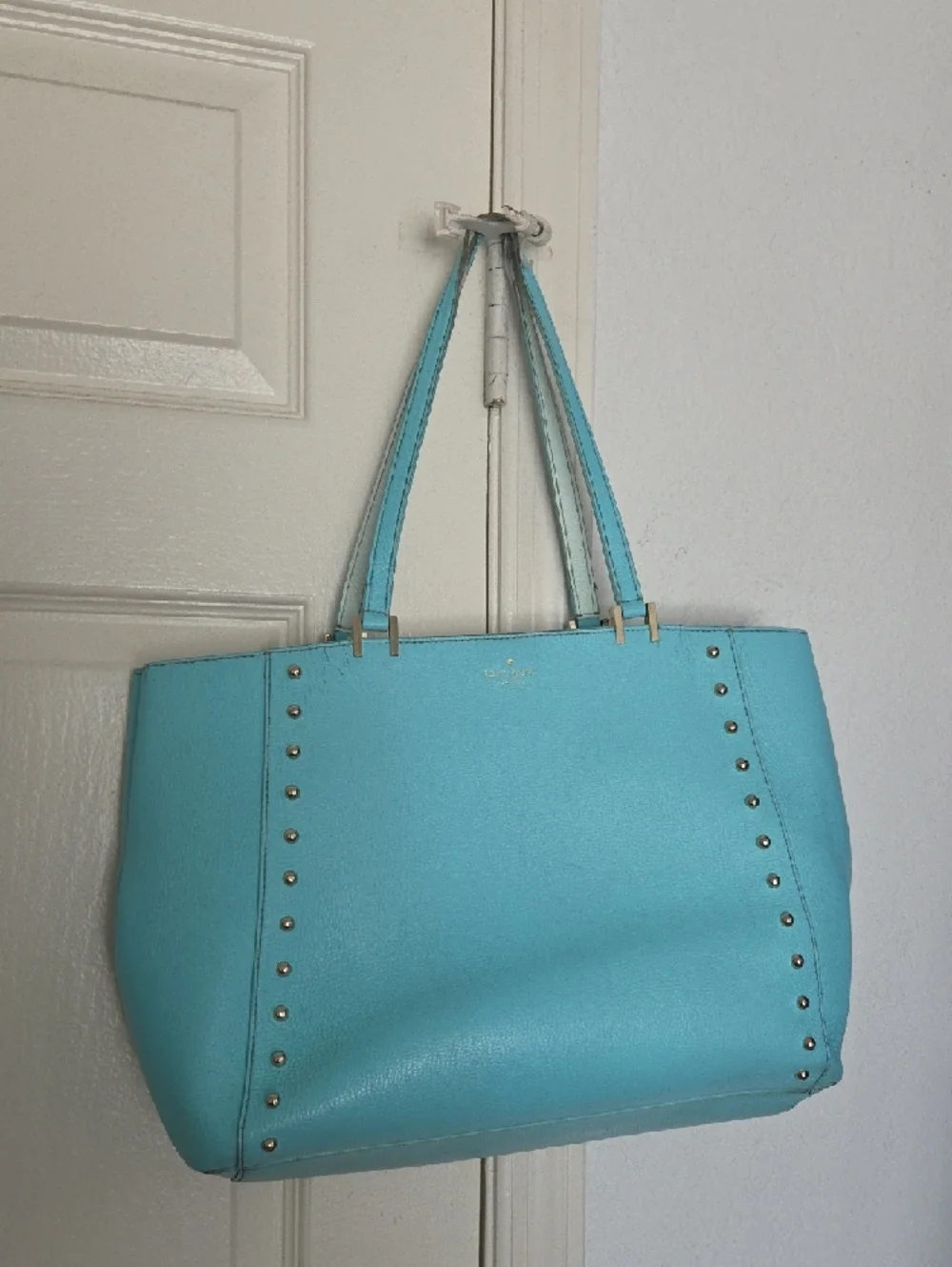 kate spade aqua studded leather tote